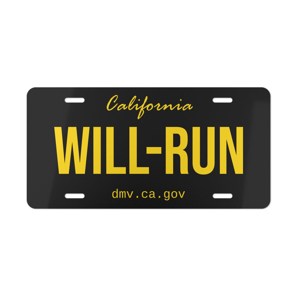 California "WILL-RUN" Plate